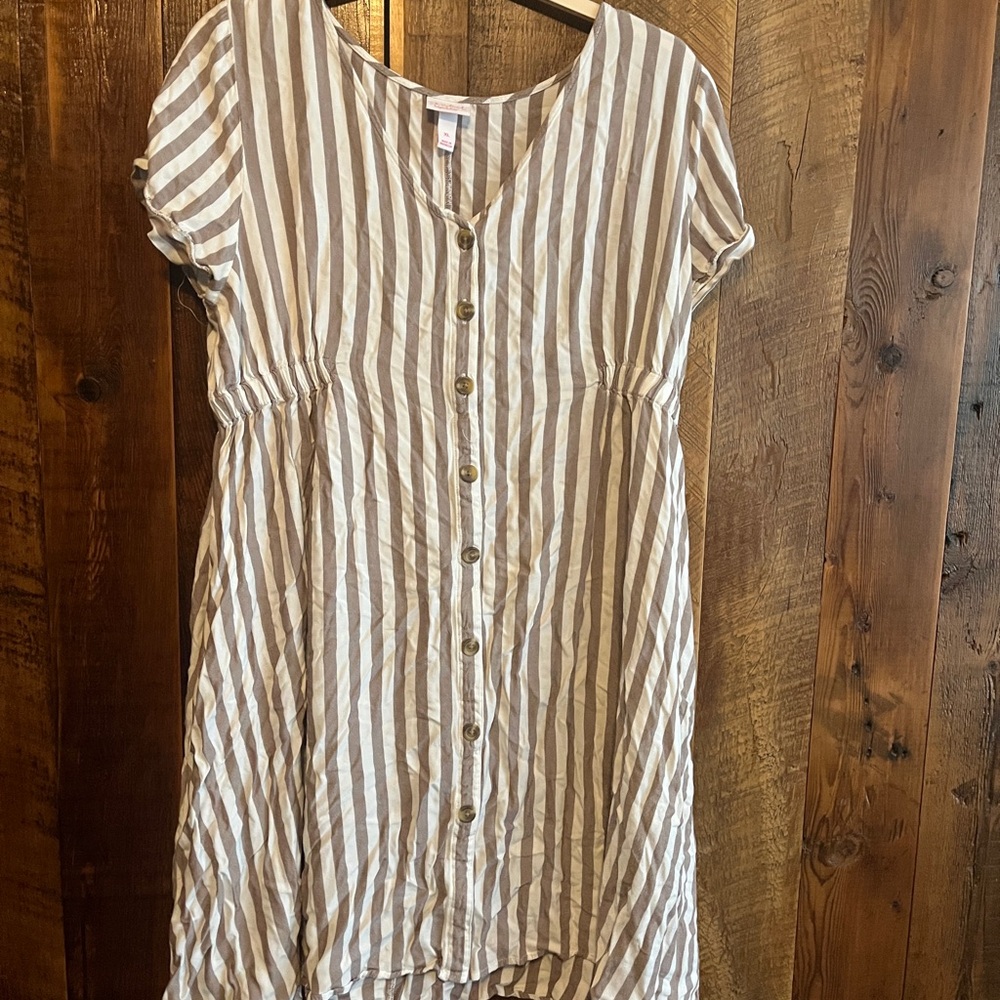 Isabel Maternity by Ingrid & Isabel Brown and White Striped dress